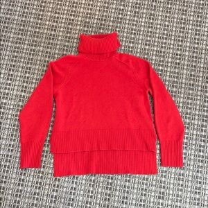 Veronica Beard Cashmere Red Turtleneck Sweater w/high-low hem